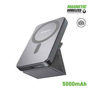 Esoulk 5000mAh Foldable Stand Magnetic Portable Wireless Charger BK