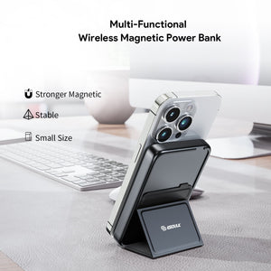 Esoulk 5000mAh Foldable Stand Magnetic Portable Wireless Charger BK